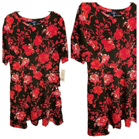 NWT APT. 9 Ladies Floral, Abstract, Bright Mid Sleeve Stretchy Dress SZ Large - Picture 1 of 9